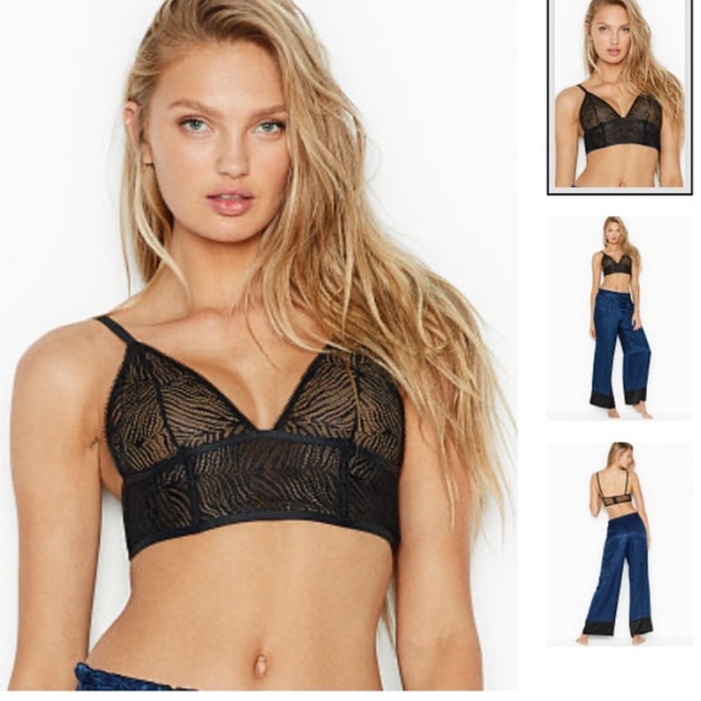 Unlined luxe zebra lace bralette and panty black